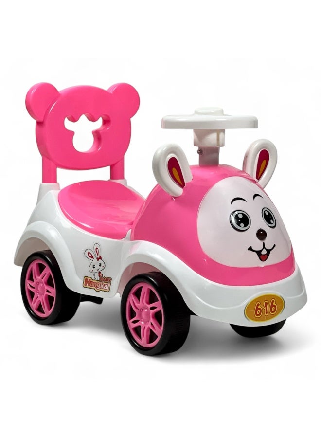 البدر سيارة ركوب للاطفال من البدر، سيارة ركوب للاطفال مع موسيقى واضواء، سيارة دفع للاطفال الصغار مع تخزين تحت المقعد، سيارة لعبة للاطفال مناسبة للاطفال، بينك، زهري، من البدر - Image 1